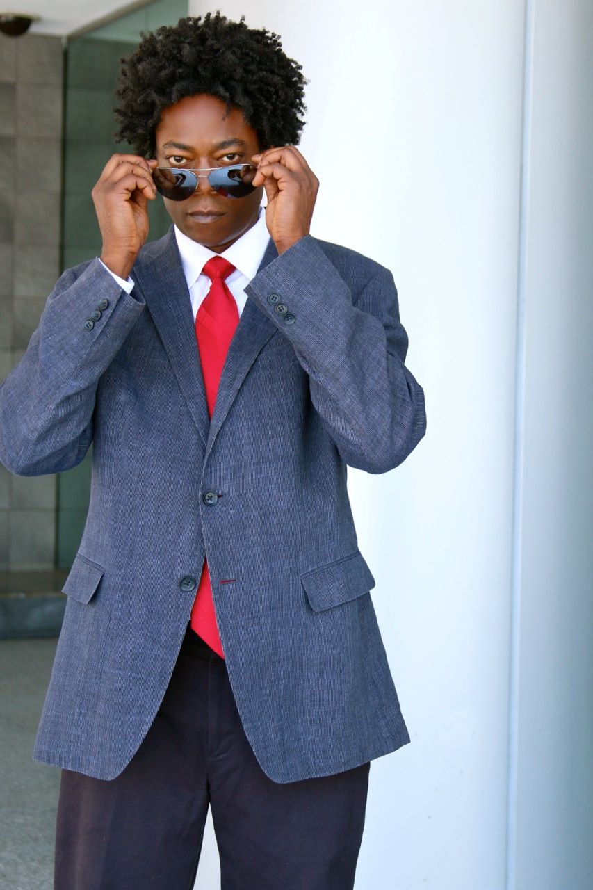 Suit & red tie