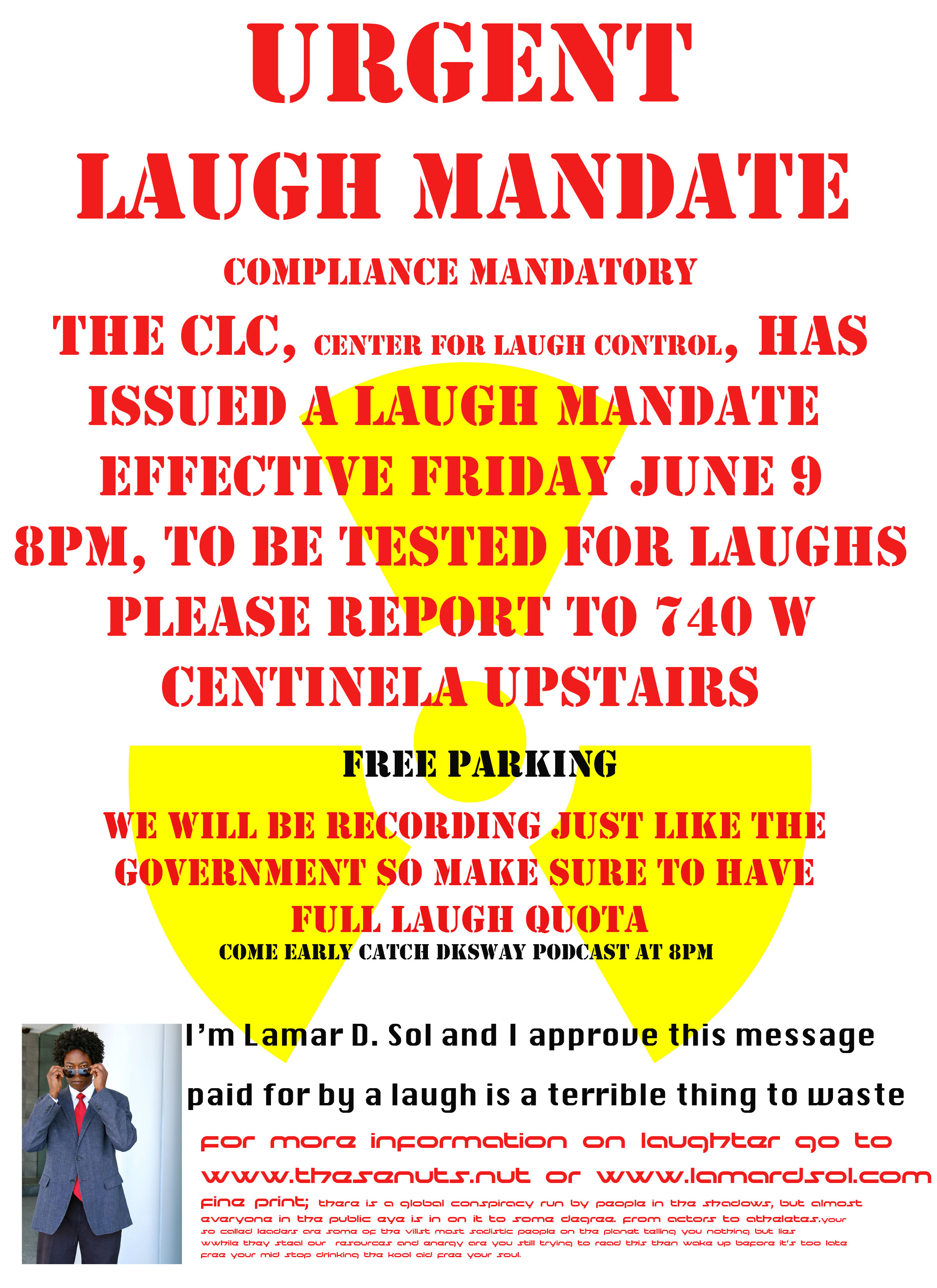 Urgent Laugh Mandate · flyer